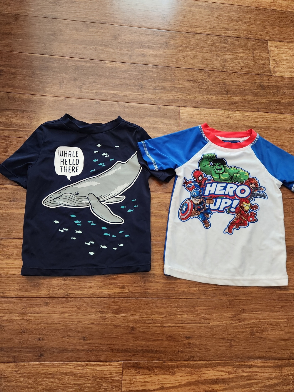 Marvel And Old Navy Boys Rashguard Swim Shirt Set- Whale And Superheroes, 2T